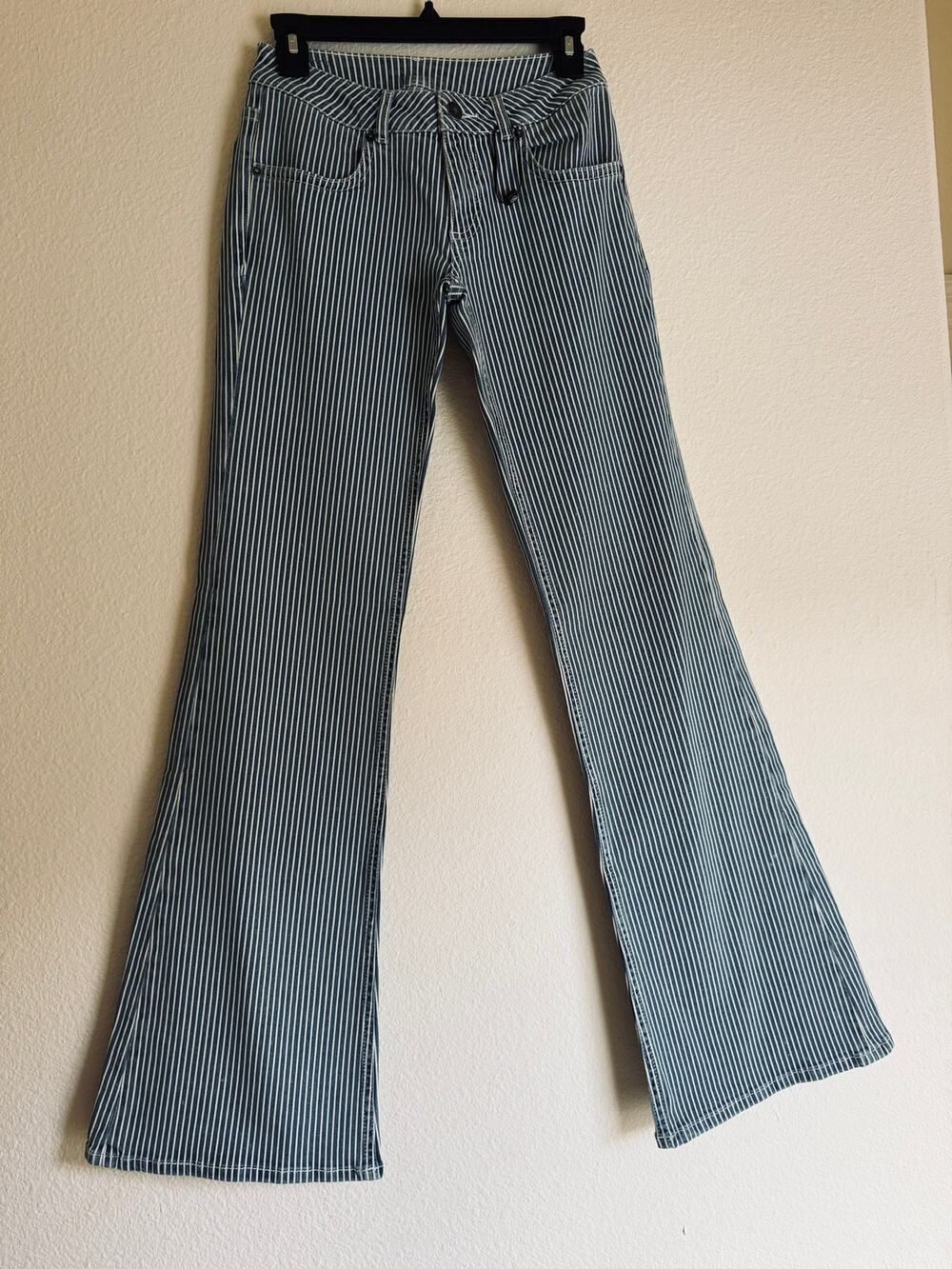 NWT Subdued Flared Striped/Railroad Jeans Sample 25